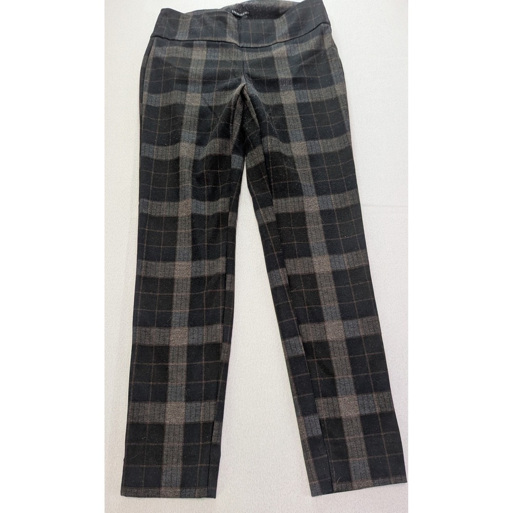 Zac & Rachel Plaid Ankle Pants Womens Small Grey Good‎ Stretch Pull-On Slim Leg